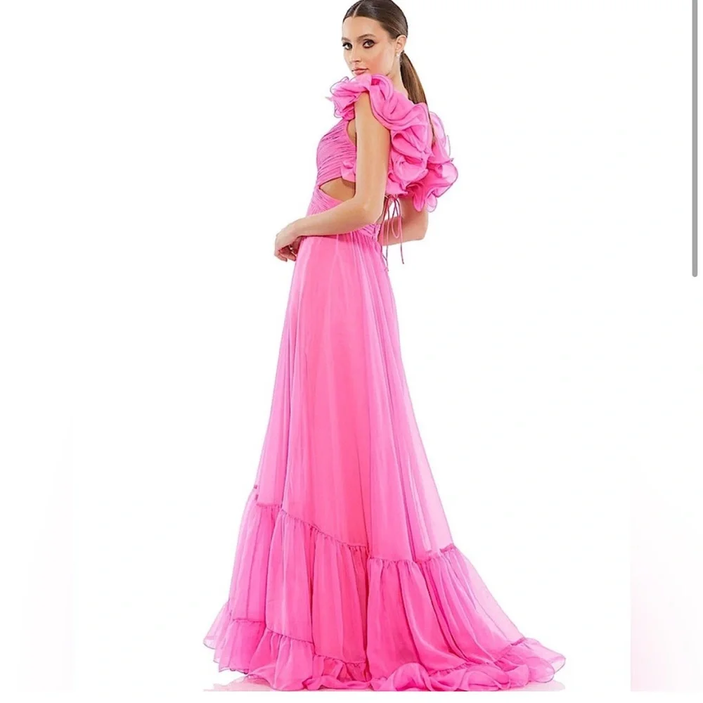 Mac Duggal Vibrant Pink Ruffled Gown - Picture 3 of 5